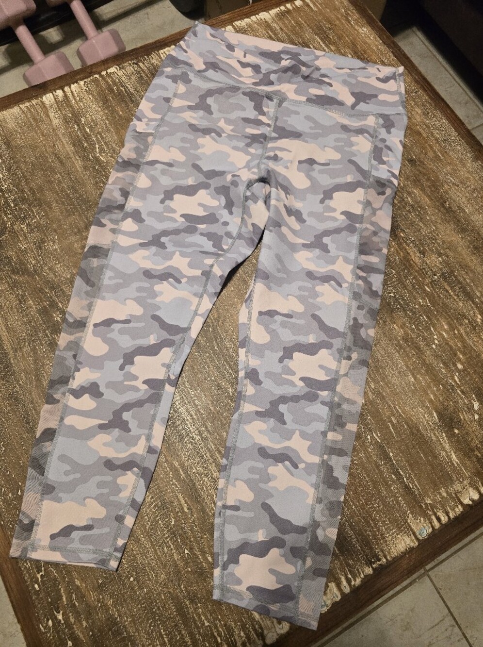 Fabletics Pink & Gray Camo Active Leggings